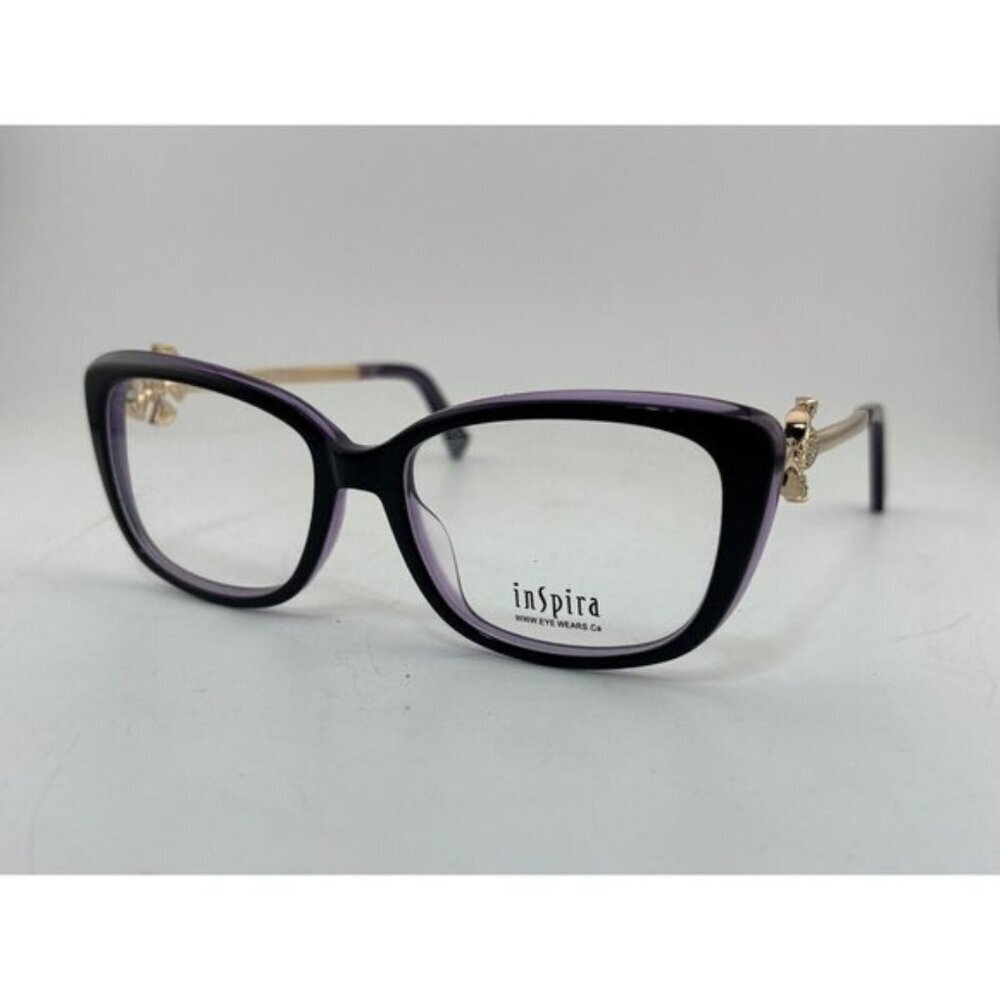 INSPIRA EYEWEAR - Purple & Gold Flower Embellishment Eyeglass Frames